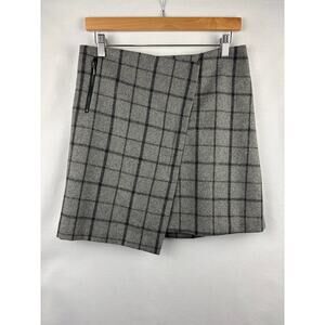 Women’s Lila Rose Size 4 Grey Wool Asymmetrical Plaid Skirt